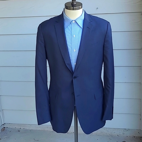 JOHN VARVATOS Recent Italy Grey Modest Plaid S150s Wool Blend Sz 42 L Sport Coat - Picture 1 of 7